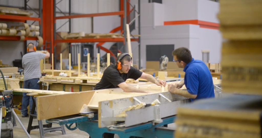Staircase assembly in progress in the Stairplan workshop